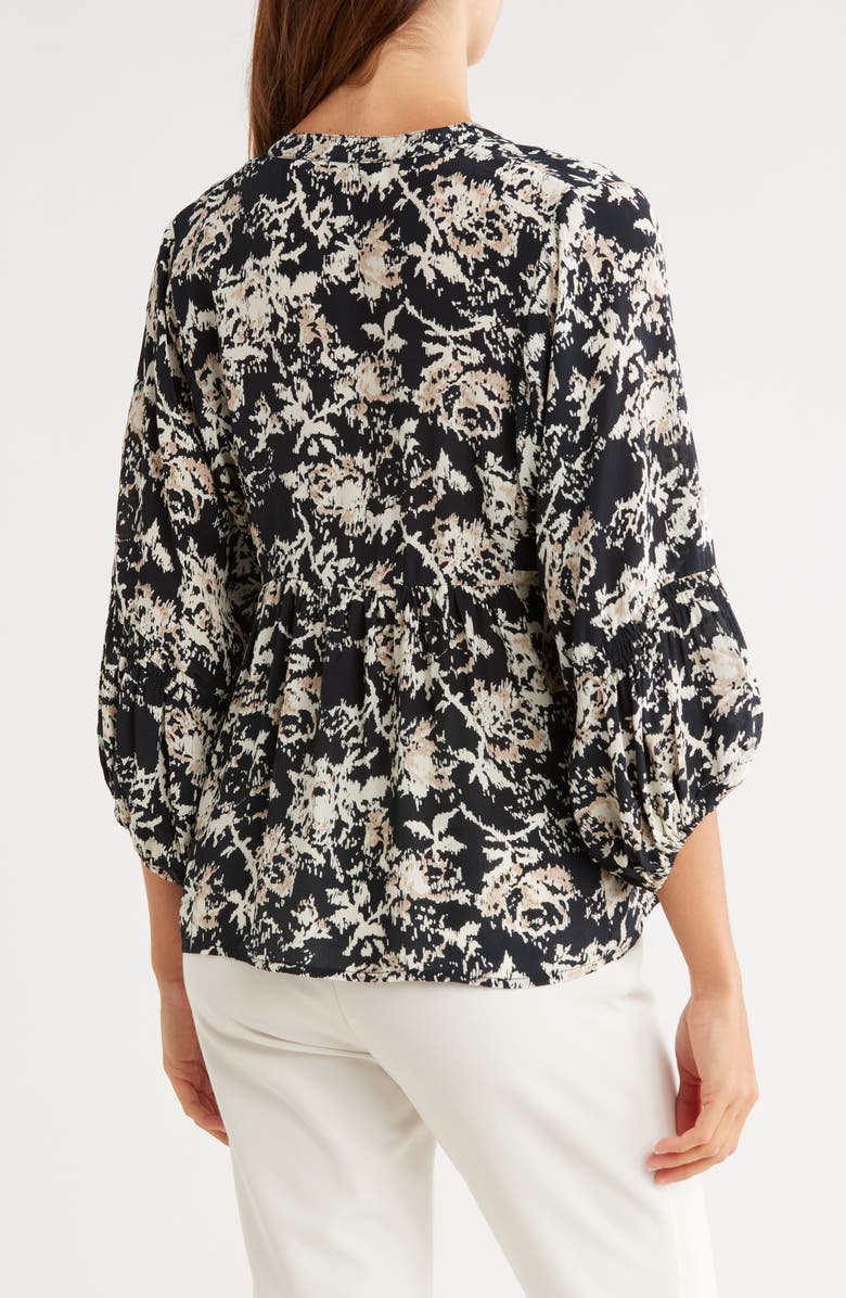 JASON WU Printed Tie-Neck Top, Alternate, color, Beige/ Black Static Floral