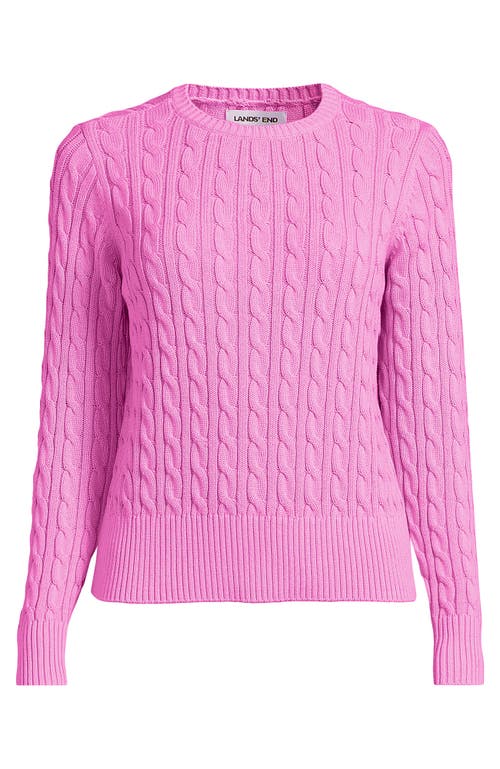 Lands' End Drifter Modern Cable Crew Sweater In Pink