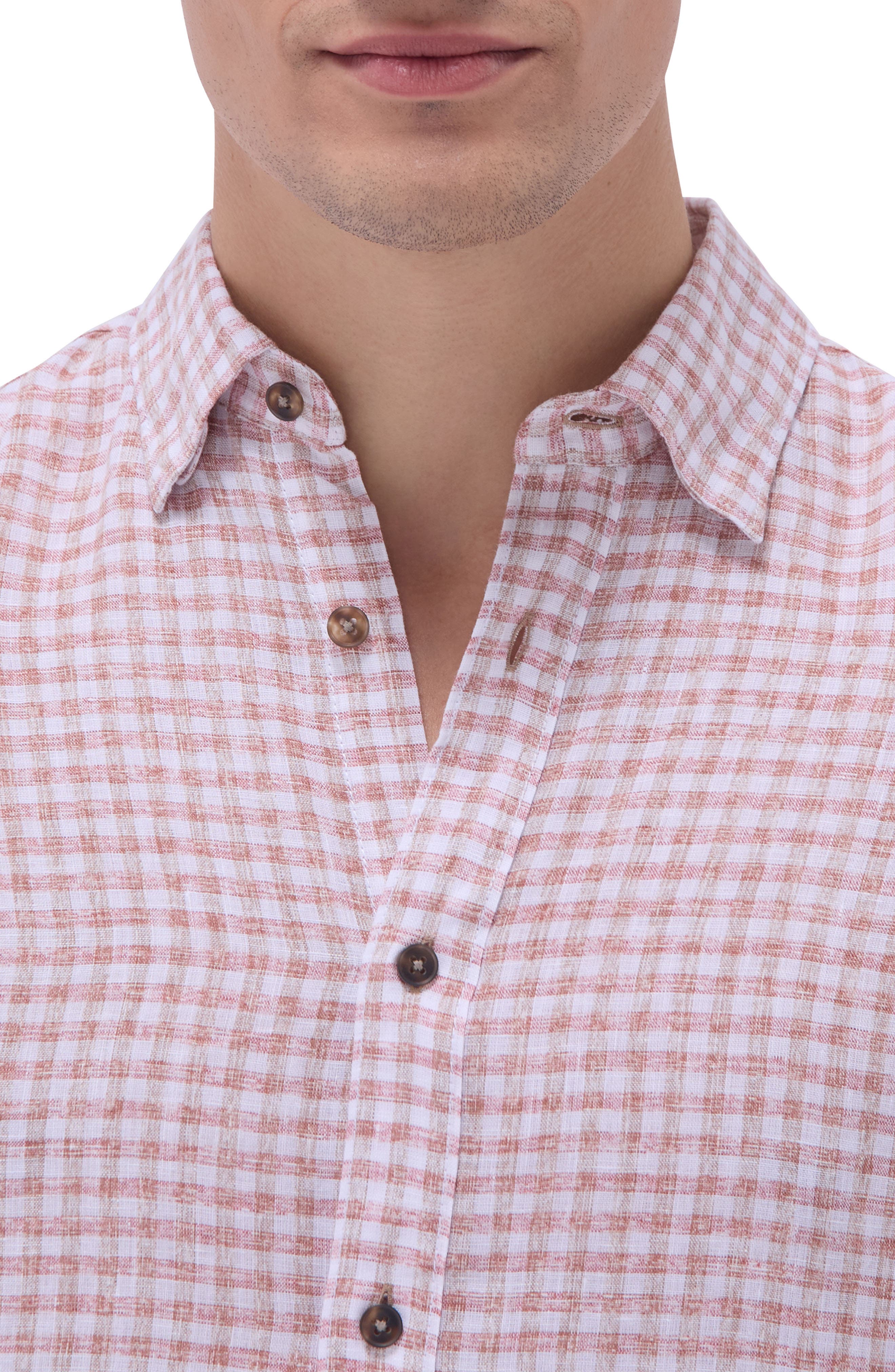 Julian Check Slub Linen Button-Up Shirt - image 4