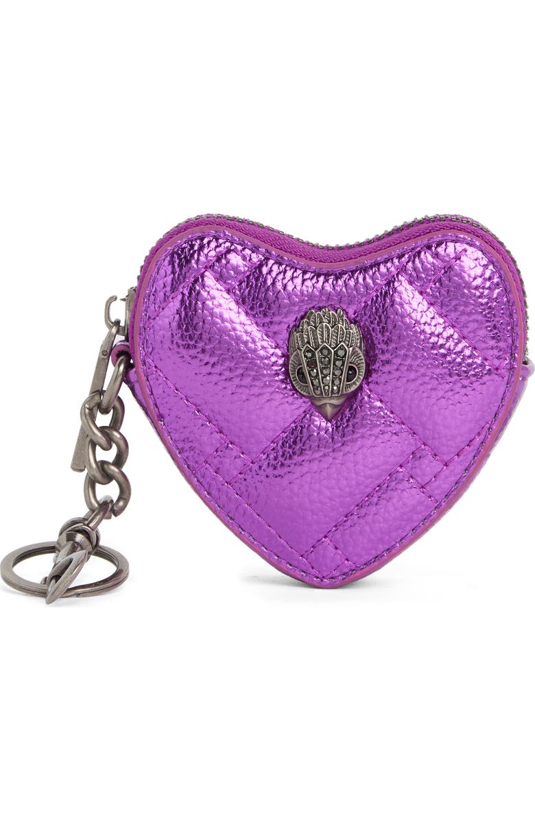 Kurt Geiger London Kensington Heart Charm Zip Pouch, Main, color, Purple