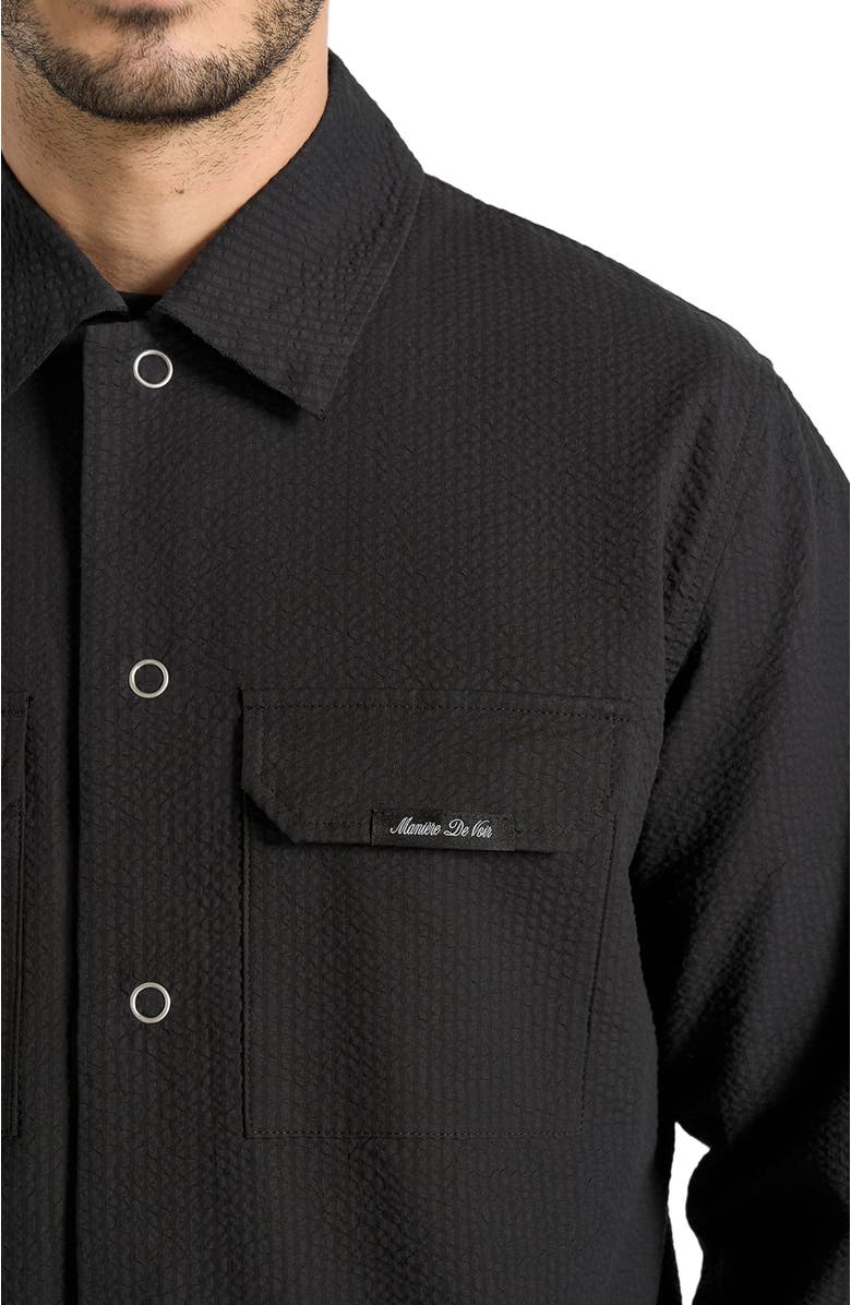 Manière De Voir Milo Textured Cargo Jacket, Alternate, color, Black