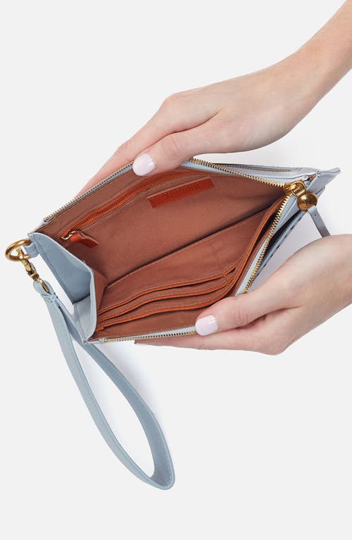 Hobo Hart Leather Wristlet In Blue Pearl