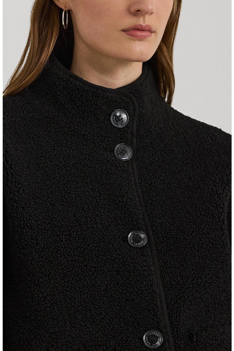 Faux Shearling Boxy Jacket, Alternate, color, BLACK