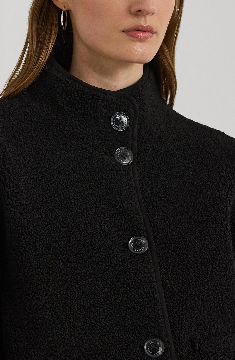 Lauren Ralph Lauren Faux Shearling Boxy Jacket, Alternate, color, Black