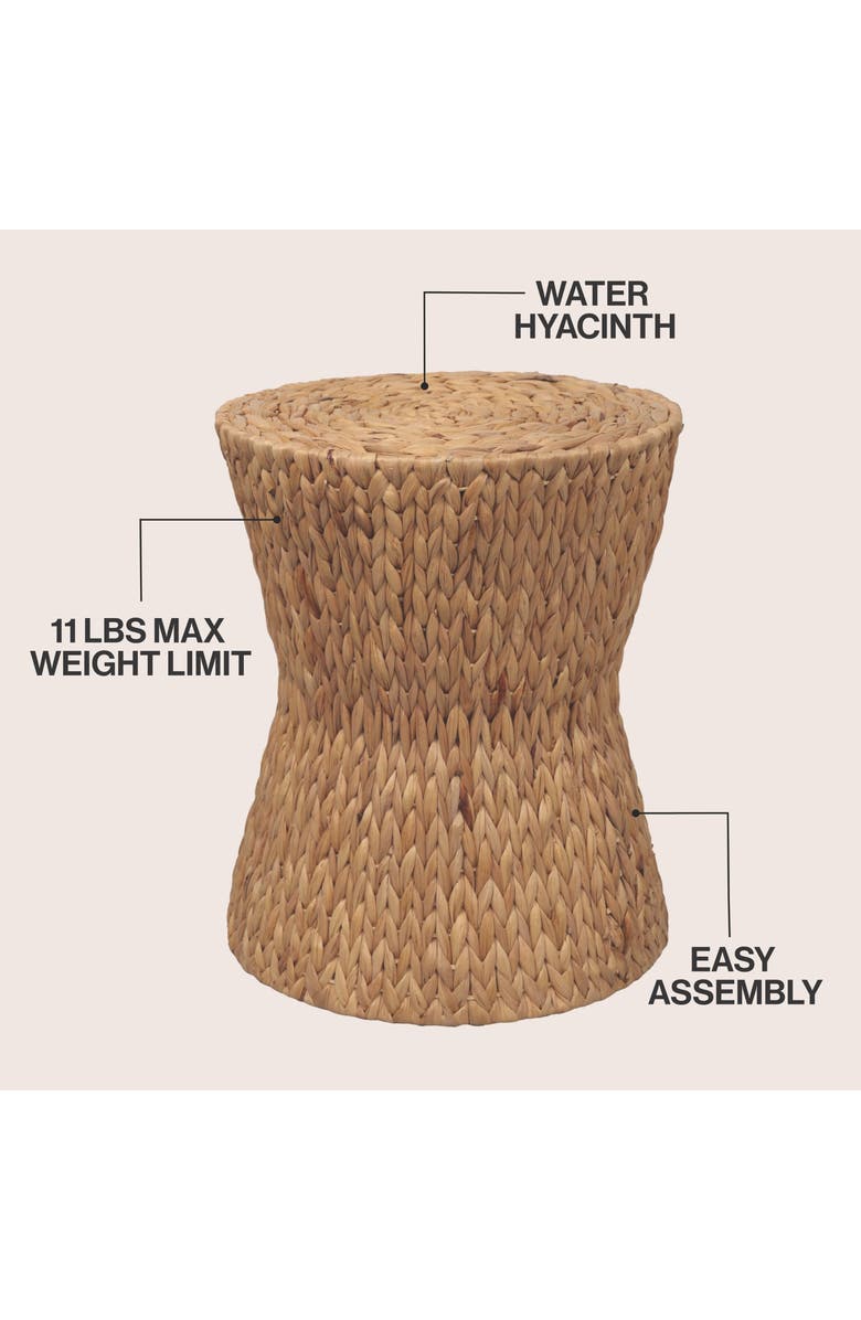 JONATHAN Y Natura 15.75" Coastal Bohemian Handwoven Water Hyacinth Round Hourglass End Table, Alternate, color, Natural