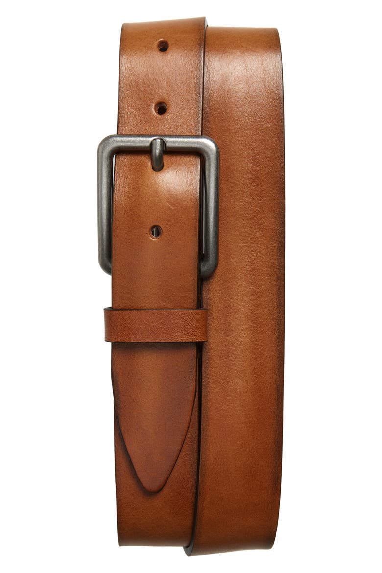 Seaside Prep Leather Belt, Main, color, COGNAC