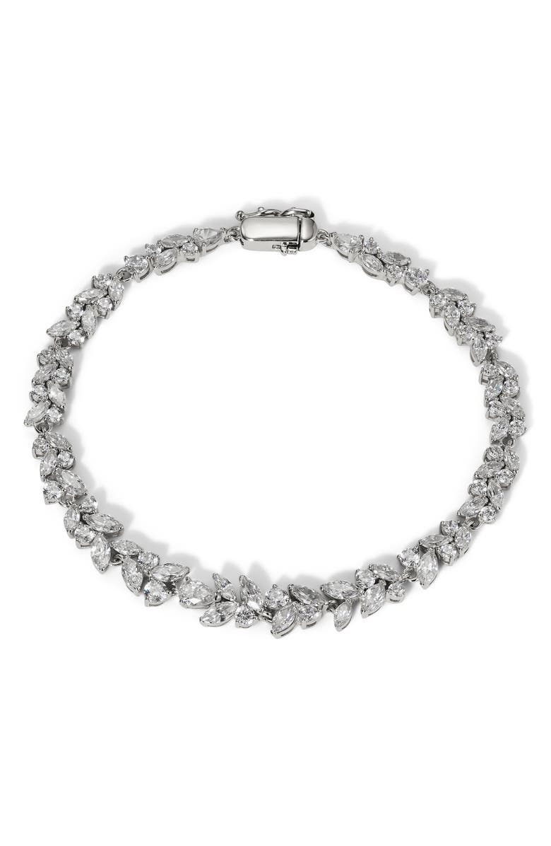 Nadri Cubic Zirconia Cluster Bracelet, Main, color, Rhodium