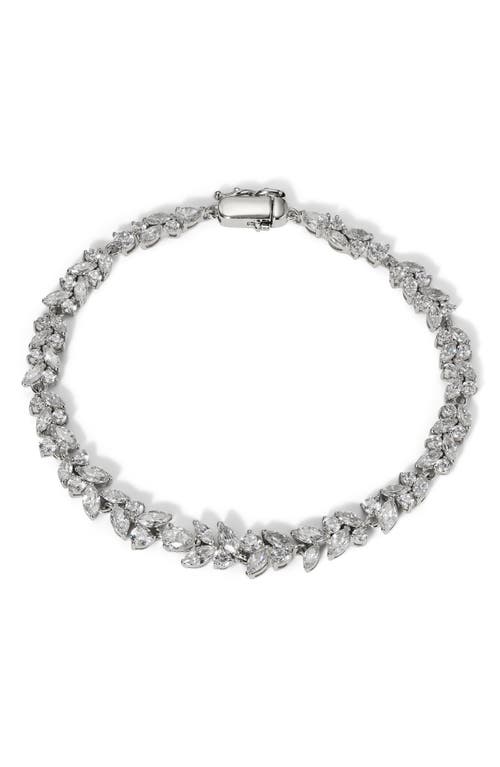 Nadri Sav Cubic Zirconia Cluster Flex Bracelet In Rhodium