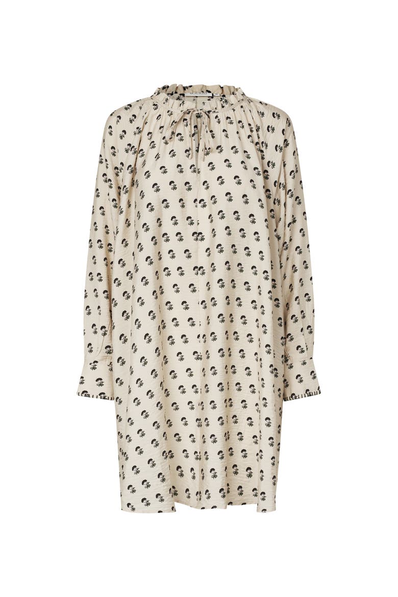 Gathered Tie-Neck Tunic Dress, Alternate, color, Olivine