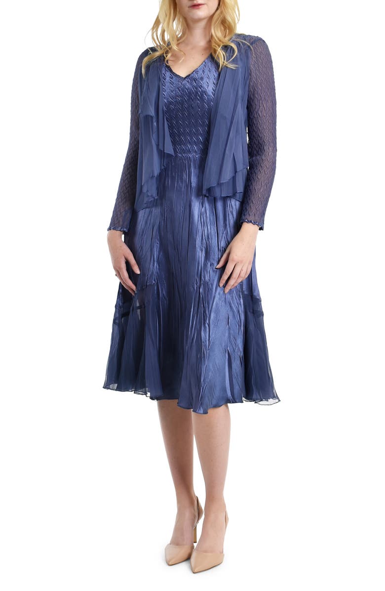 Komarov Charmeuse Dress with Chiffon Jacket, Main, color, 