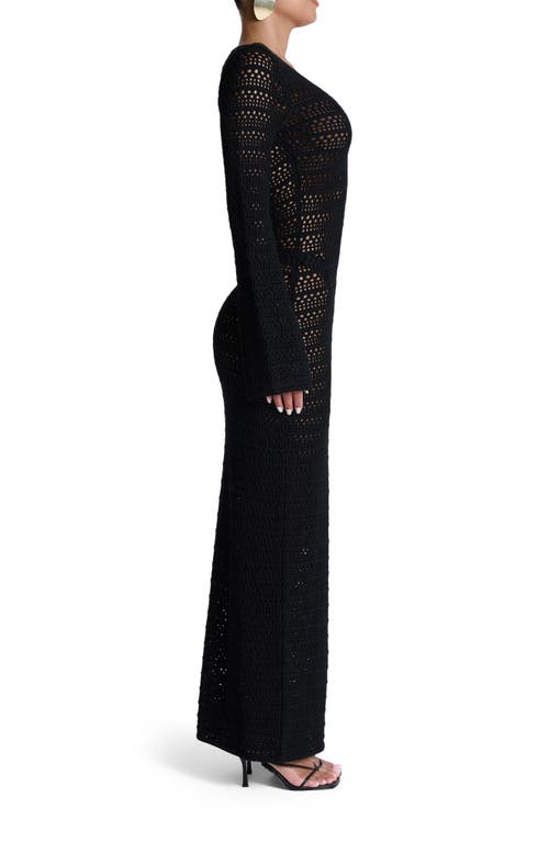 Naked Wardrobe Open Stitch Long Sleeve Maxi Dress In Black