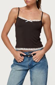 EDIKTED Adriel Contrast Lace Trim Camisole