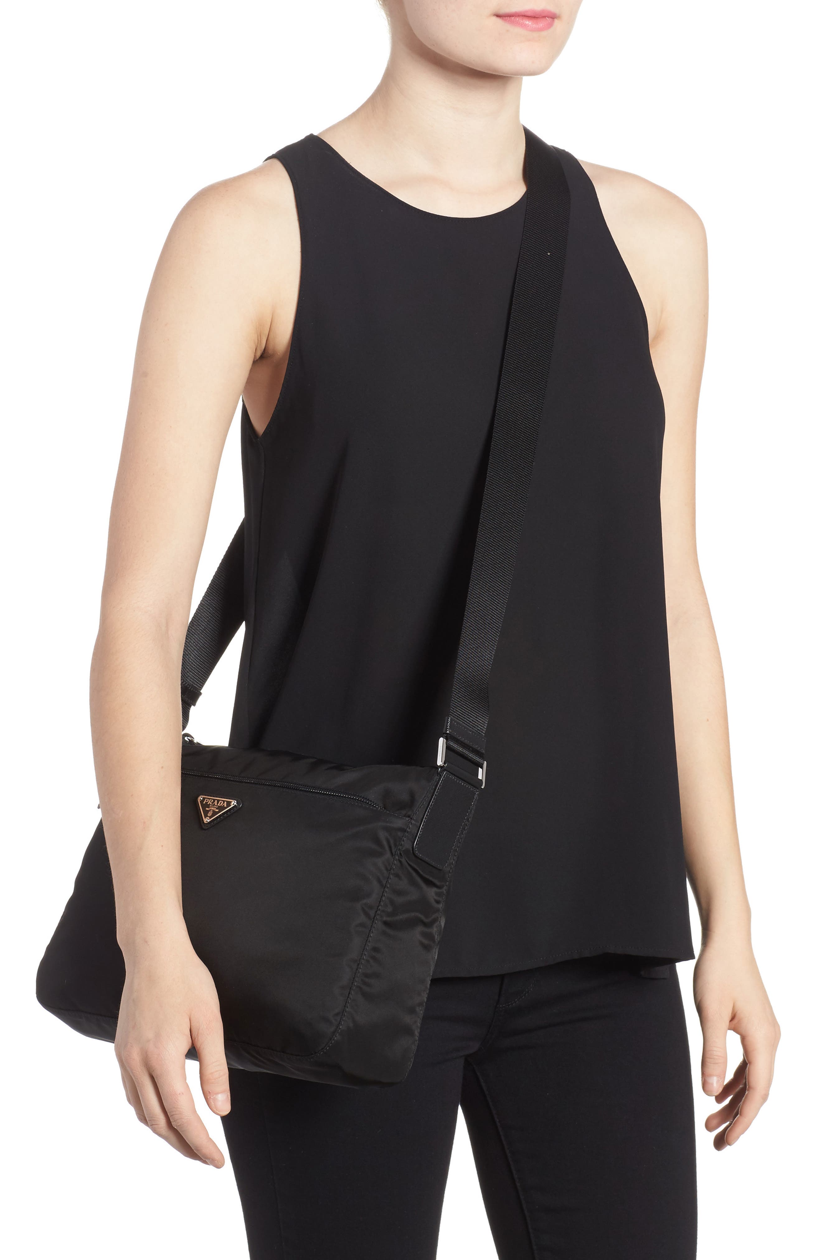 Prada Large Nylon Crossbody Bag, Alternate, color, 