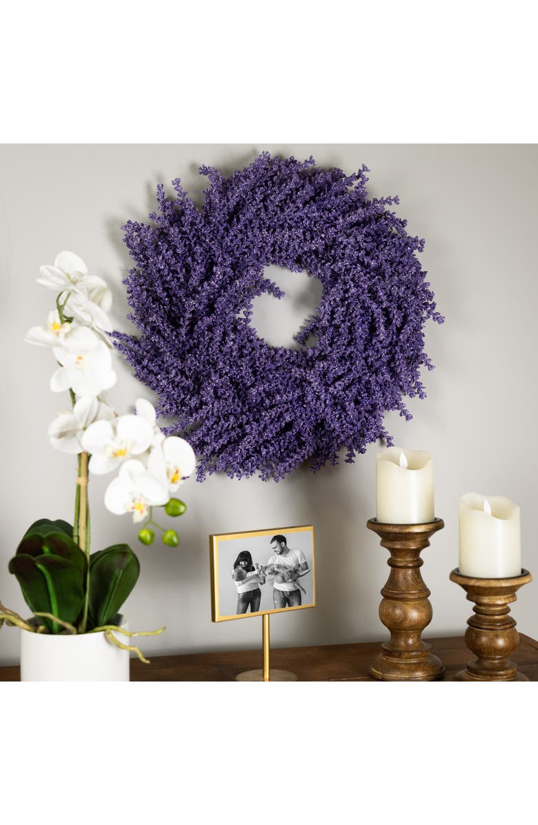 Northlight Lavender Artificial Spring Floral Wreath - 18" - Purple, Alternate, color, Purple