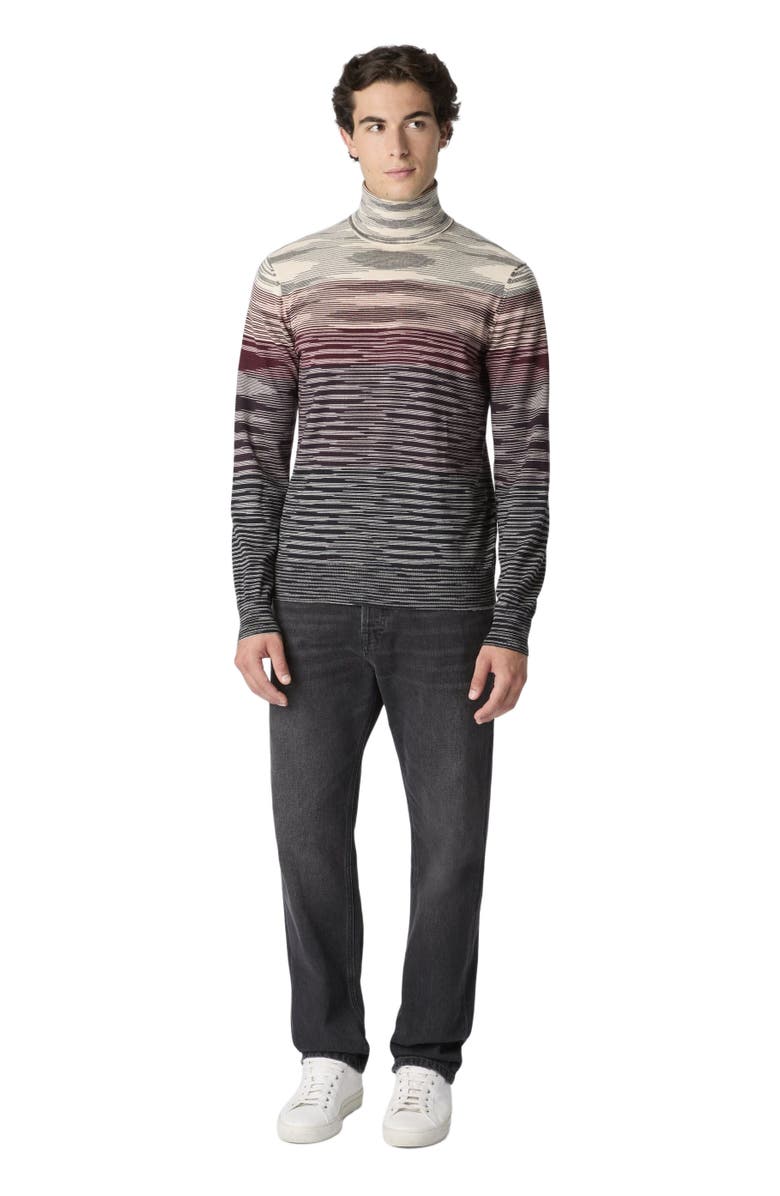 Missoni High-neck Sweater In All-over Flame Wool, Main, color, Beige & Burgundy