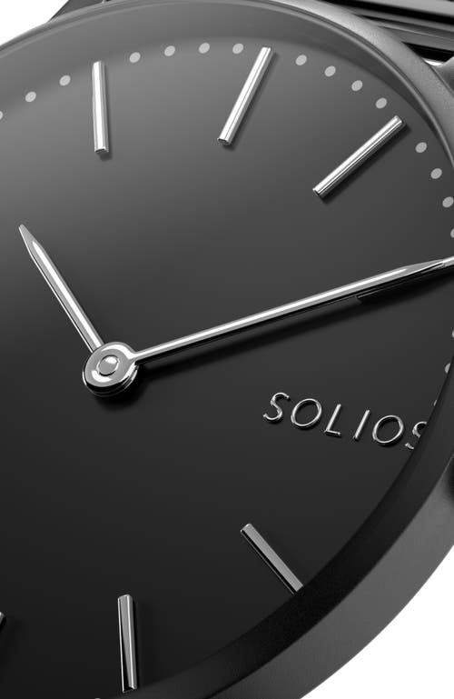 Solios Watches The Solar Classic | Black Dial In Grey Mesh Metal
