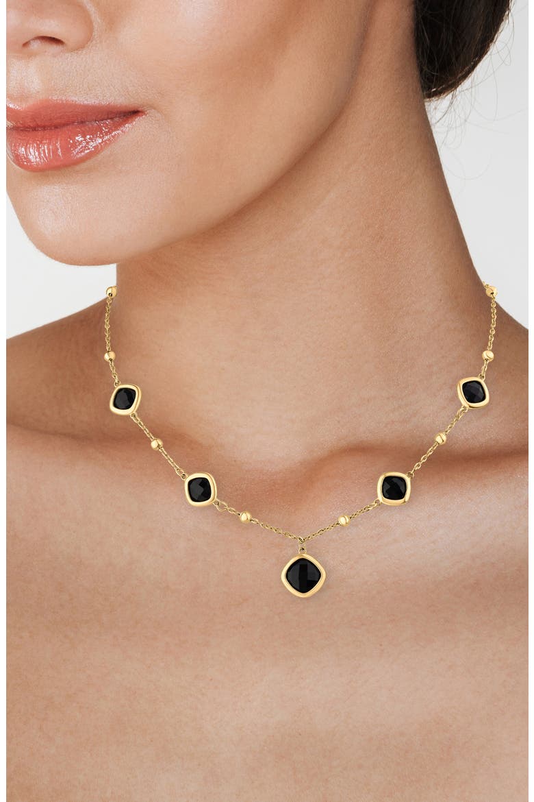 Crystal Drop Necklace, Alternate, color, BLACK/ GOLD