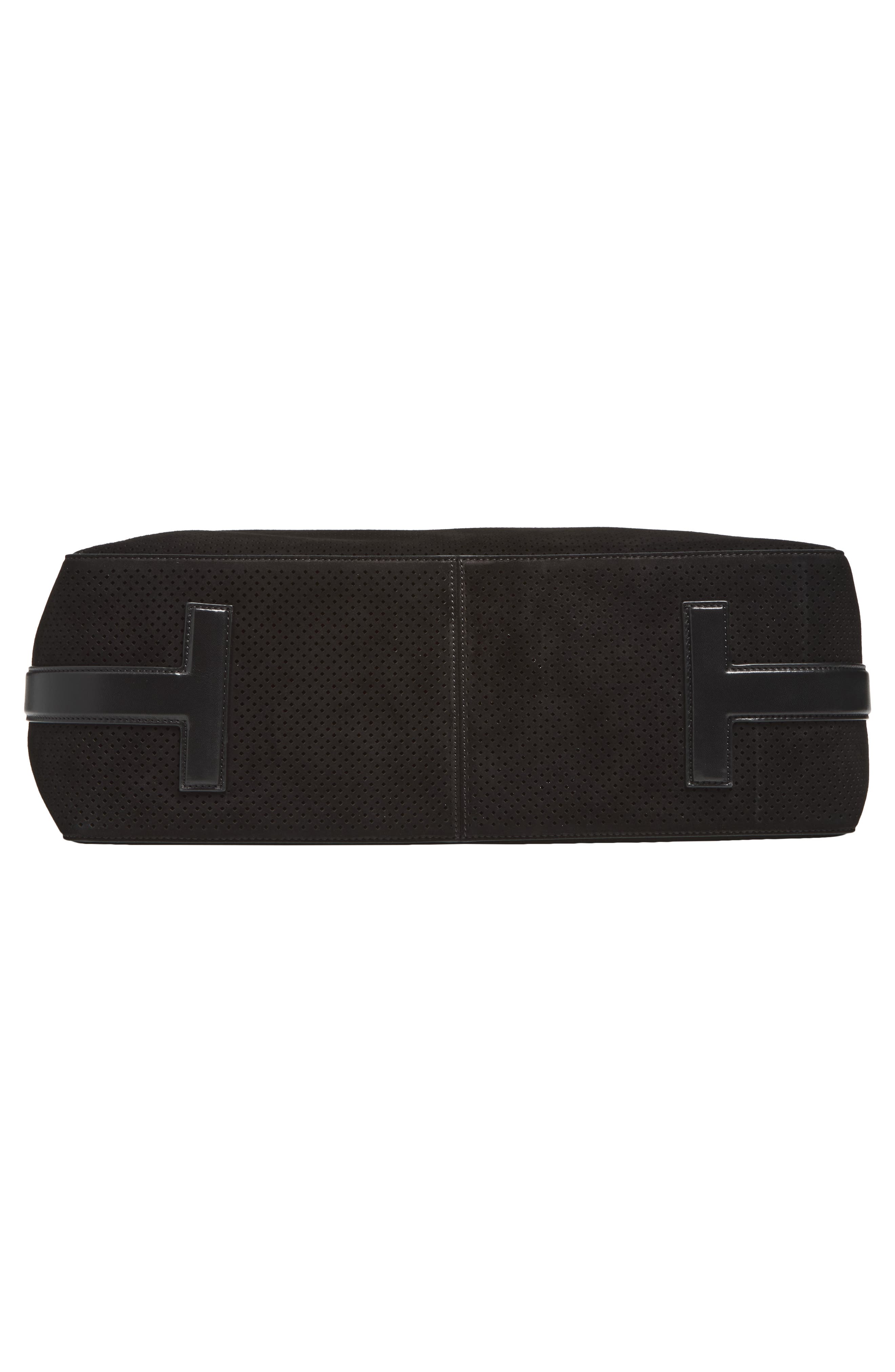 TOM FORD Perforated Suede Tote, Alternate, color, Black