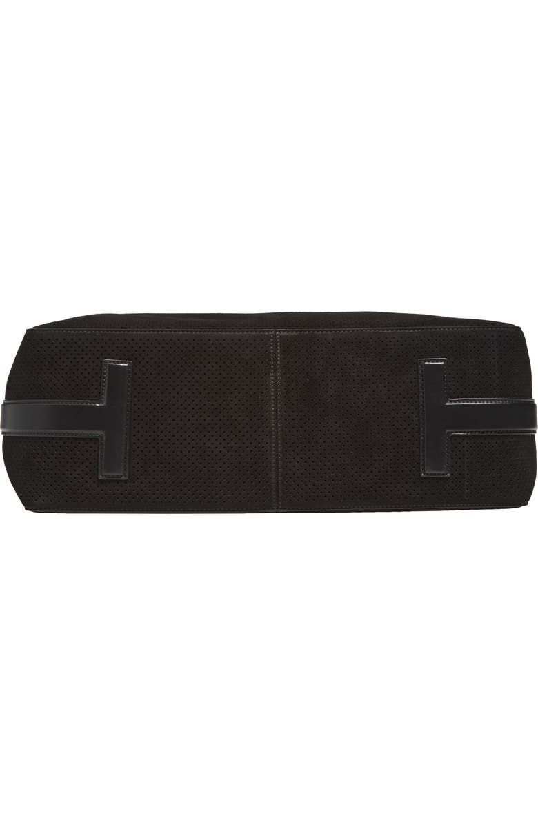TOM FORD Perforated Suede Tote, Alternate, color, Black