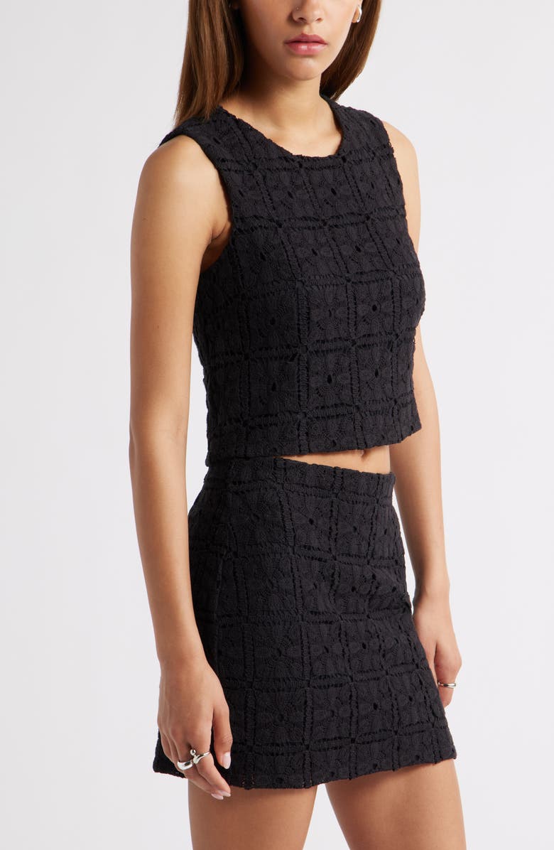 Open Edit Sleeveless Lace Tank Top, Alternate, color, Black