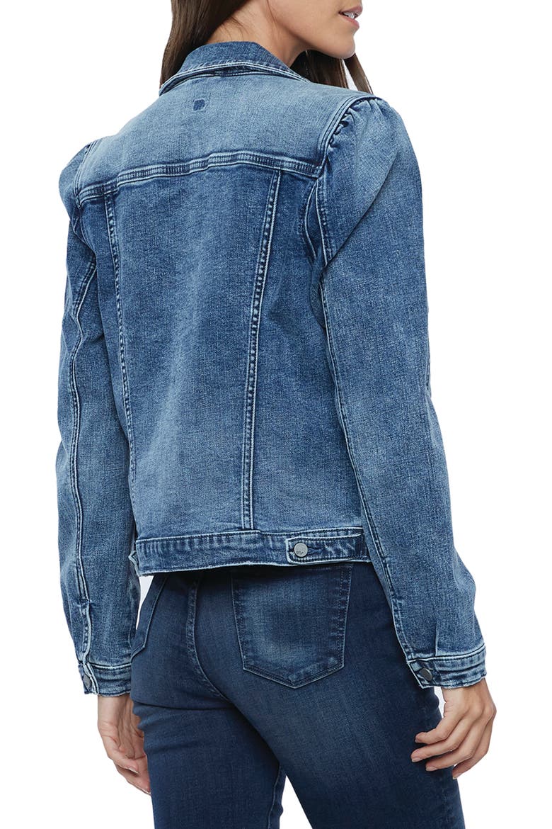 Wash Lab Puff Sleeve Denim Jacket, Alternate, color, BLUE FOAM DARK