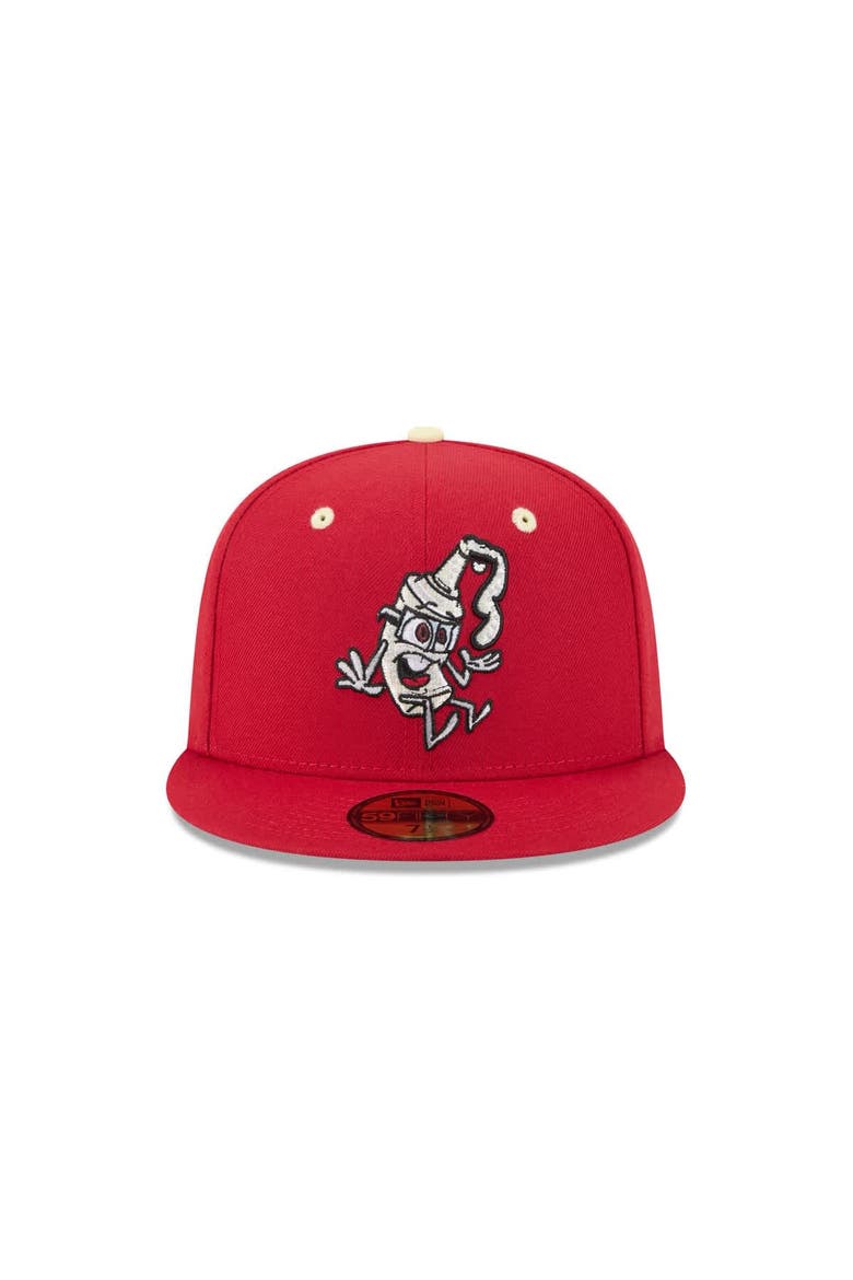 Men's New Era  Red Rocket City Trash Pandas Theme Nights 59FIFTY Fitted Hat, Alternate, color, Red