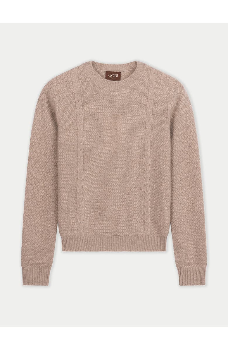 Gobi Cashmere Cropped Crewneck Cashmere Sweater, Main, color, Warm Grey