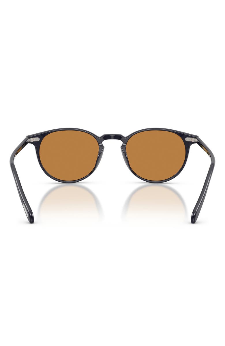 Oliver Peoples Riley 49mm Round Sunglasses, Alternate, color, Hanada Indigo / Cognac