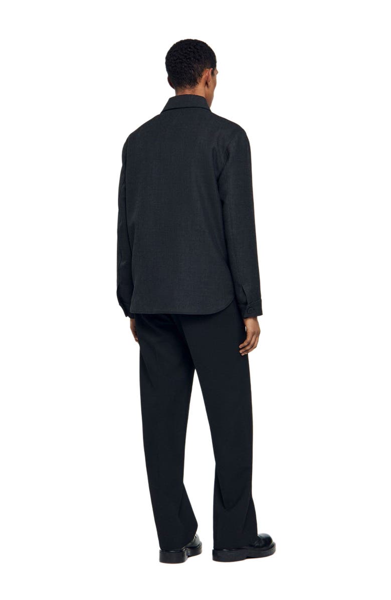 SANDRO Wool Overshirt with pockets, Alternate, color, Dark Grey