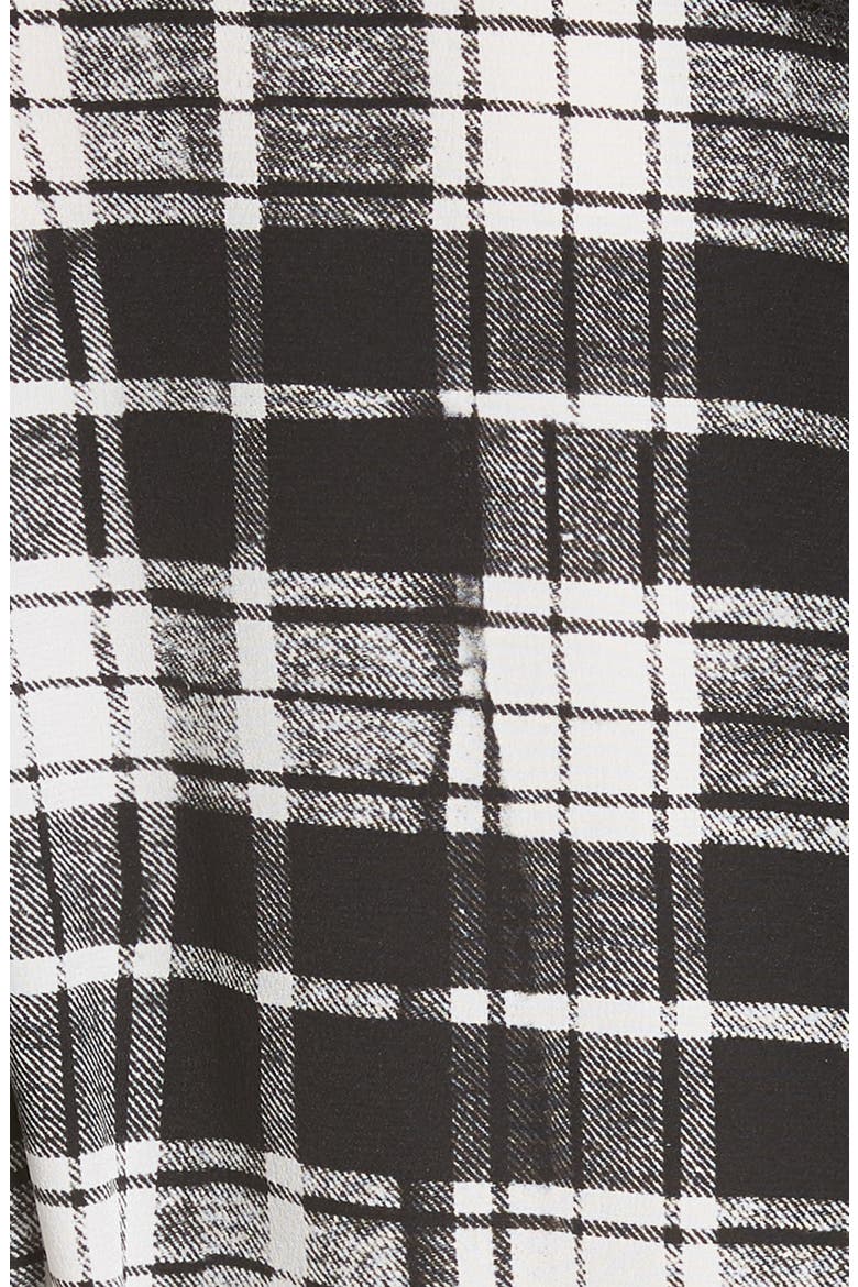 Lace Trim Plaid Silk Dress, Alternate, color, WHITE MULTI