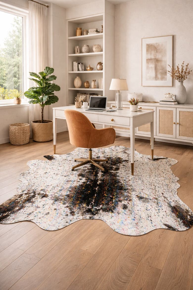 Eco Hides Luma Metallic Color Cowhide Rug 7'5" × 6'9", Alternate, color, Metallic