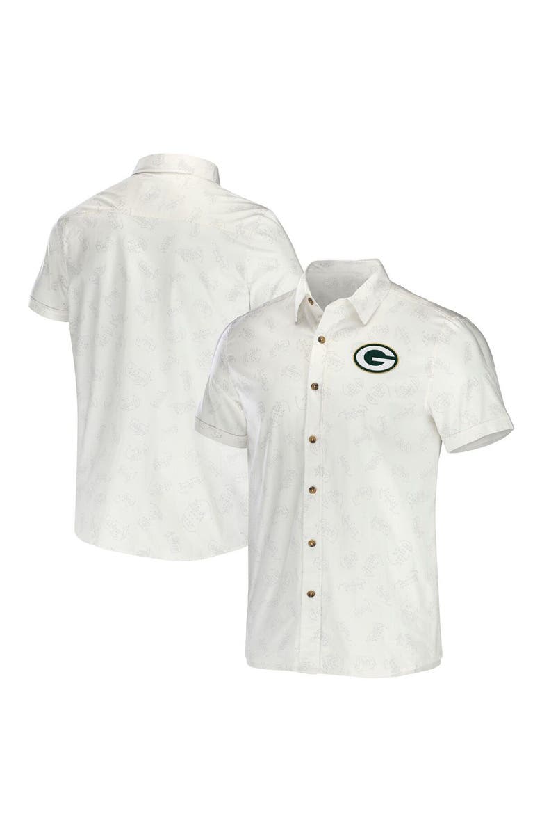 NFL X DARIUS RUCKER Men's NFL x Darius Rucker Collection by Fanatics White Green Bay Packers Woven Button-Up T-Shirt, Main, color, 