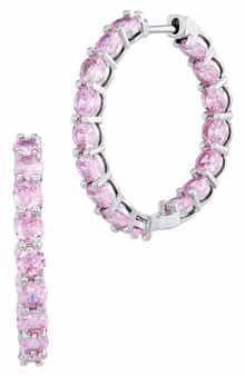 Pink Tennis Hoop Earrings
