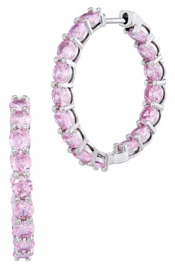 Pink Tennis Hoop Earrings