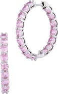 SAVVY CIE JEWELS Pink Tennis Hoop Earrings