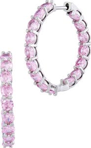 SAVVY CIE JEWELS Pink Tennis Hoop Earrings