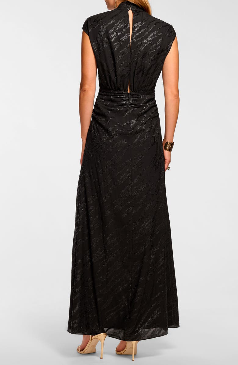 Ramy Brook Catrin Metallic A-Line Gown, Alternate, color, Black Lurex