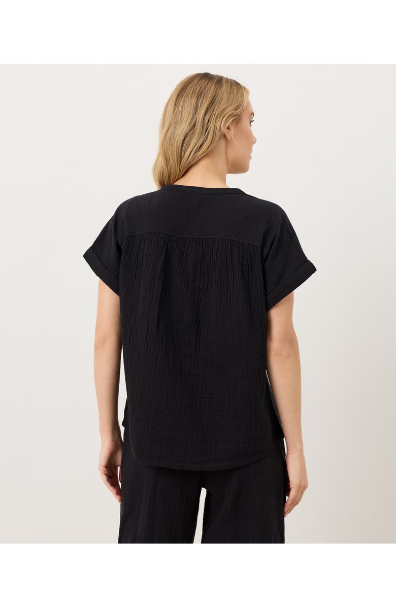 Pact Organic Cotton Coastal Double Gauze Short Sleeve Popover, Alternate, color, Jet Black