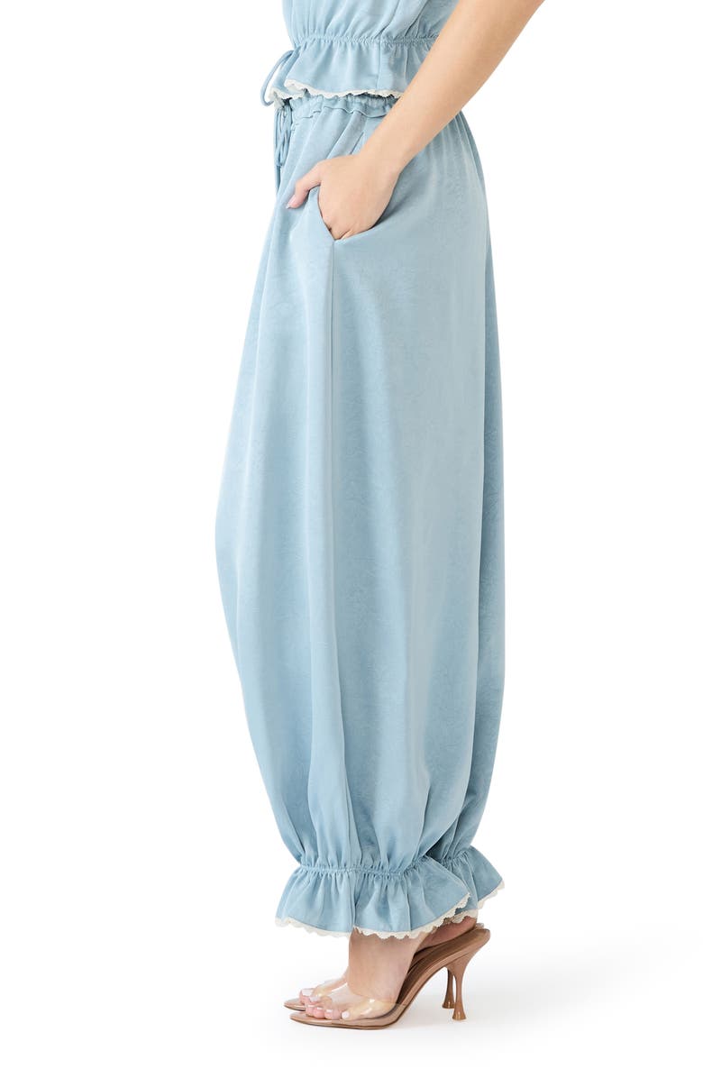 Steve Madden Roan Floral Jacquard Pull-On Pants, Alternate, color, Dusty Blue