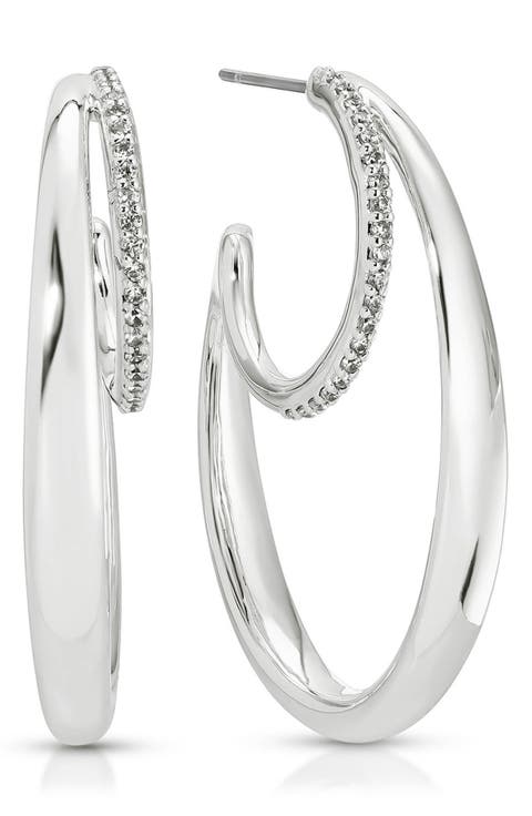 Concentric Rings Pavé Hoop Earrings