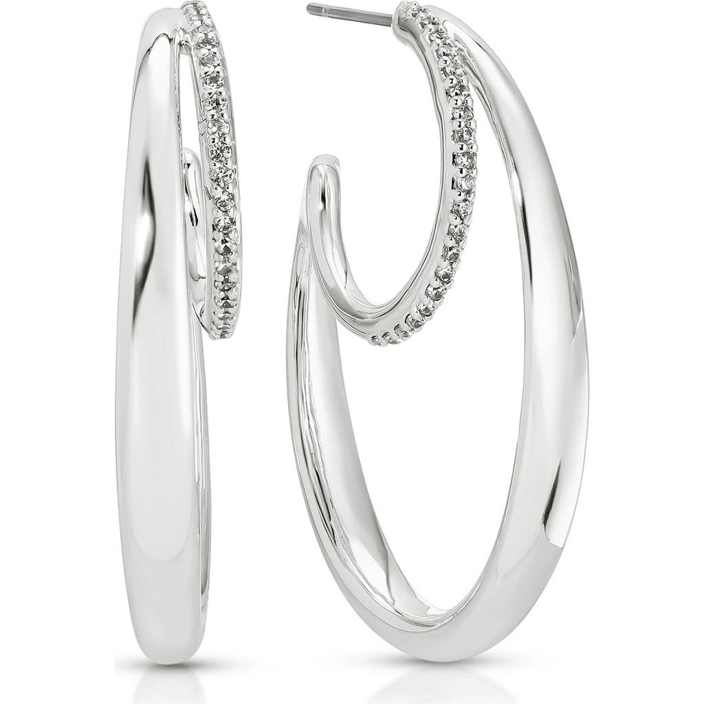 Ettika Concentric Rings Pavé Hoop Earrings In Metallic