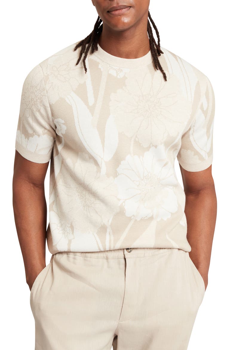 Baryn Floral Short Sleeve Sweater, Main, color, TAUPE