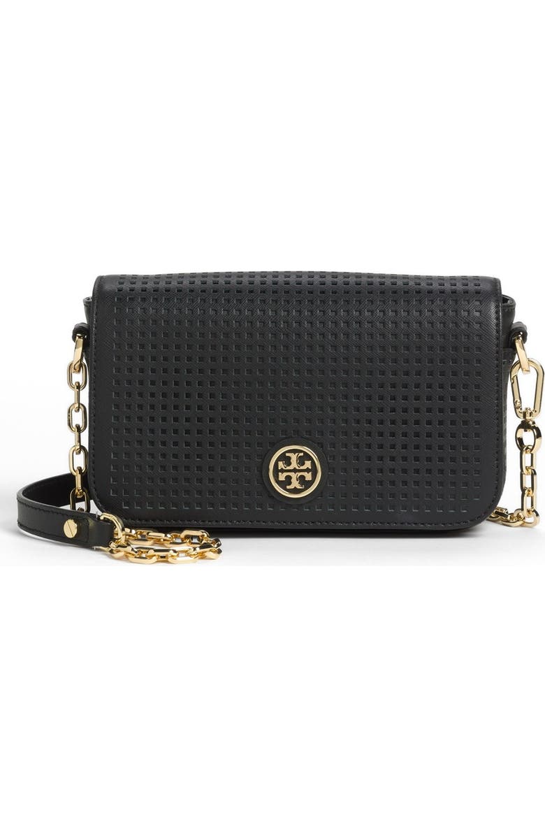 Tory Burch 'Robinson - Mini' Perforated Leather Crossbody Bag, Main, color,