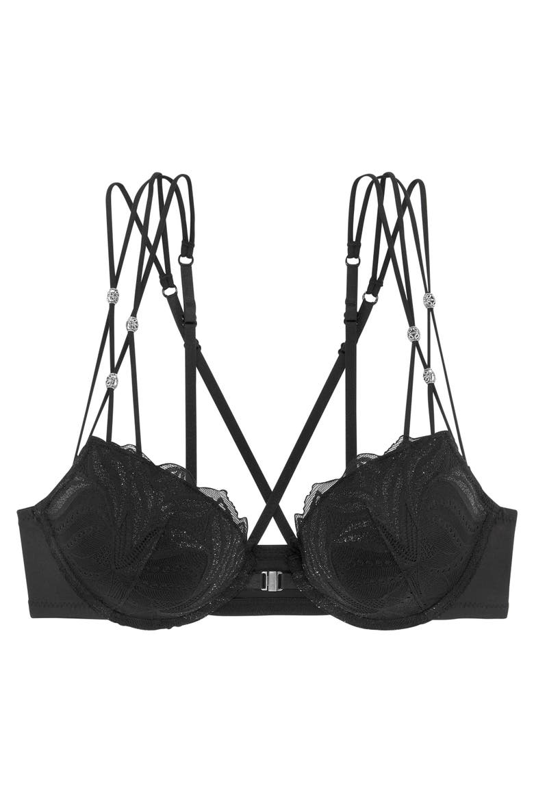 Strappy Push Up Bra, Alternate, color, Black