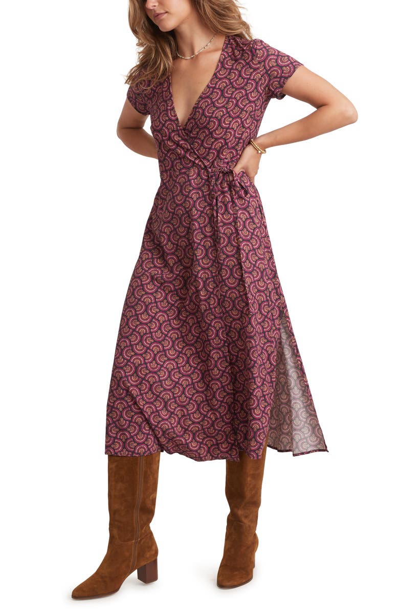 Marine Layer Emlyn Print Midi Wrap Dress, Alternate, color,
