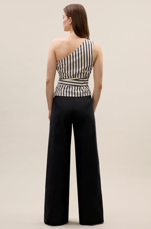 Rebecca Taylor Isla Stripe Poplin Top In Brown