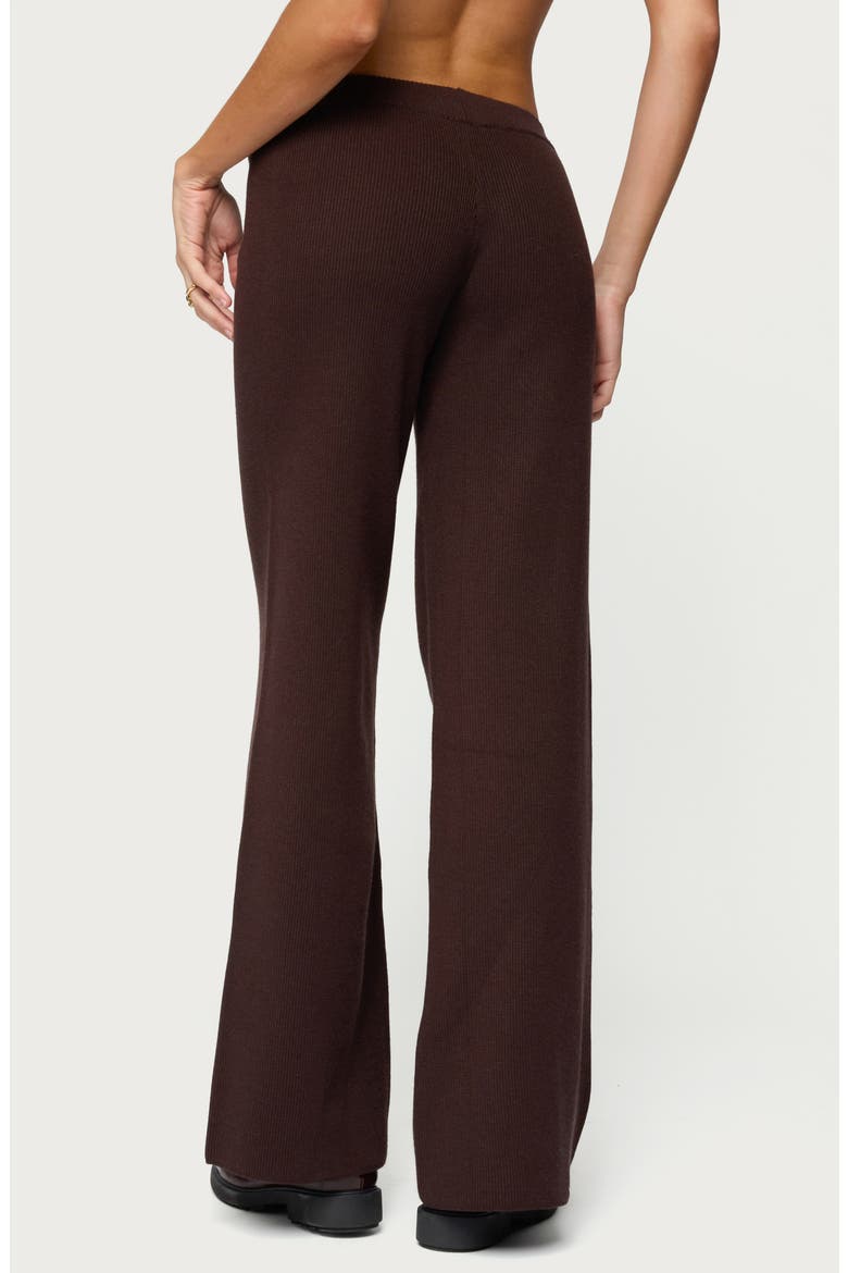 Lorie Wide Leg Rib Knit Pants, Alternate, color, BROWN