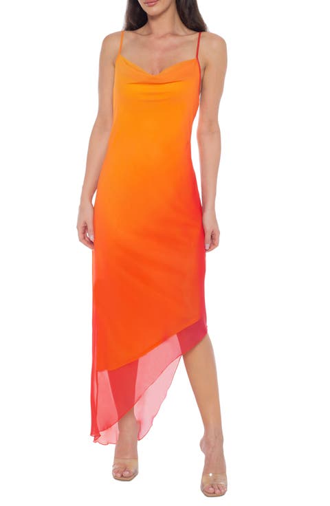 Ombré Chiffon Asymmetric Slipdress