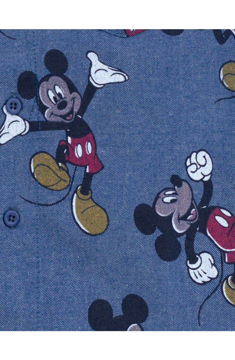 Disney Button-Down T-Shirt & Shorts Set, Alternate, color, Mickey Mouse Blue