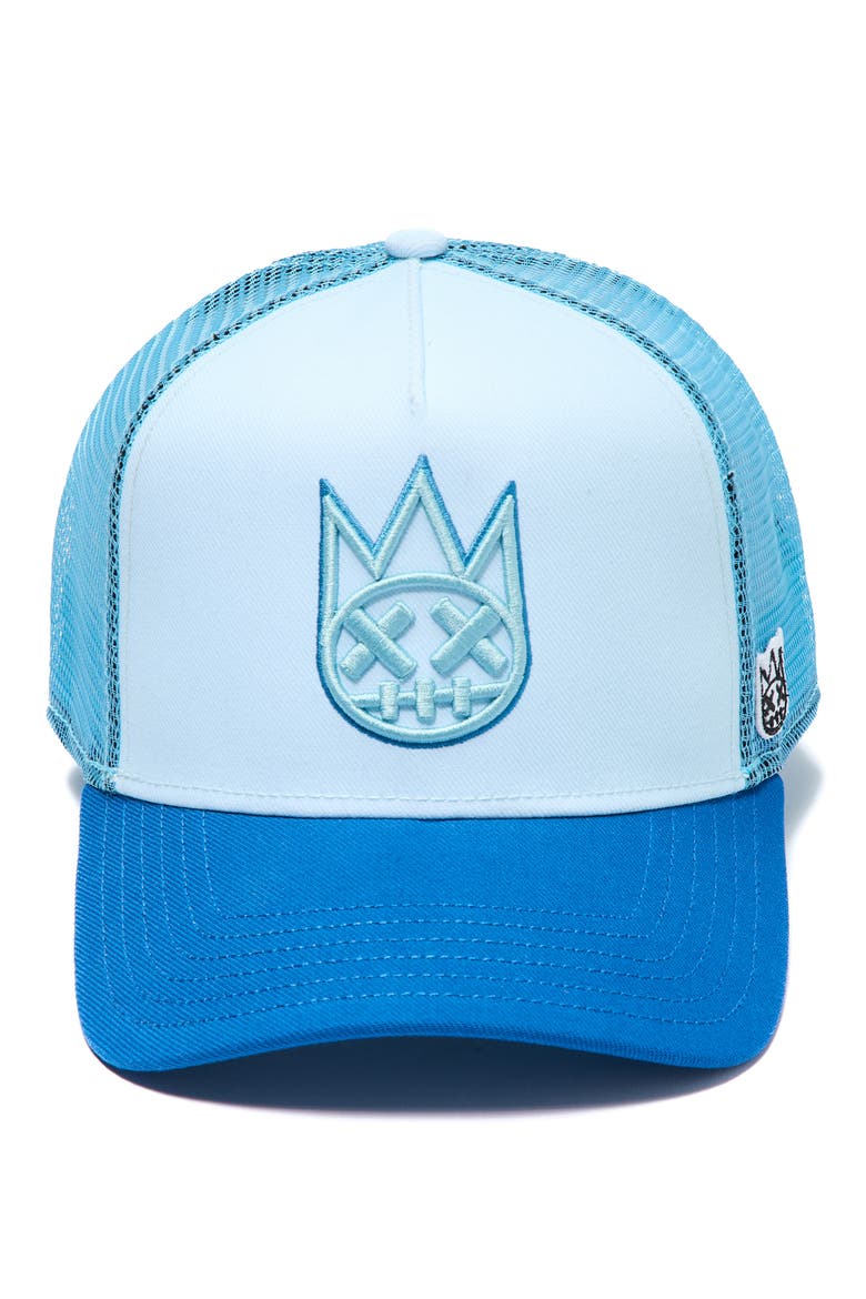 Shimuchan Logo Colorblock Trucker Hat, Alternate, color, BLUE GLOW